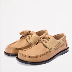 Loewe Tan Leather Boat Shoes